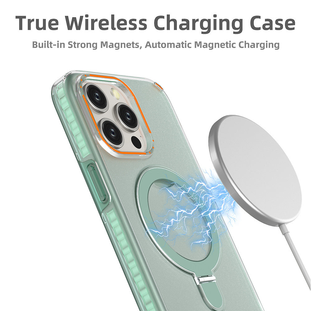 Nouveau étui de téléphone support magnétique coloré avec support support pour Magesafe Magnétique Transparent Sans fil Coque de charge pour téléphone