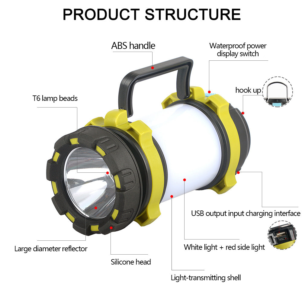 D'urgence en plein air Camping Lumière lampe de Poche Rechargeable Batterie Puissance Banque