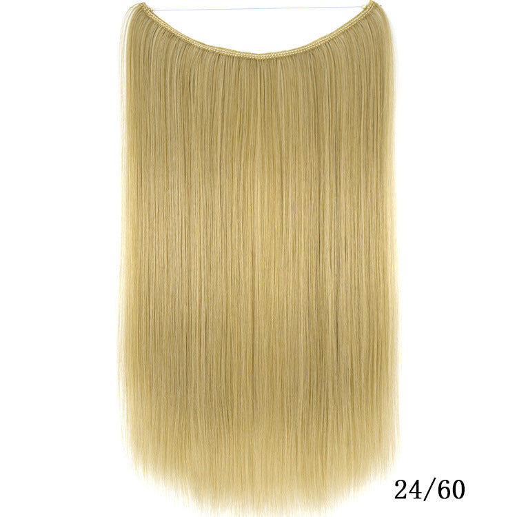 Cable Invisible de 22 pulgadas, sin Clips en extensiones de cabello, línea de pescado secreta, postizos, sintético liso y sedoso