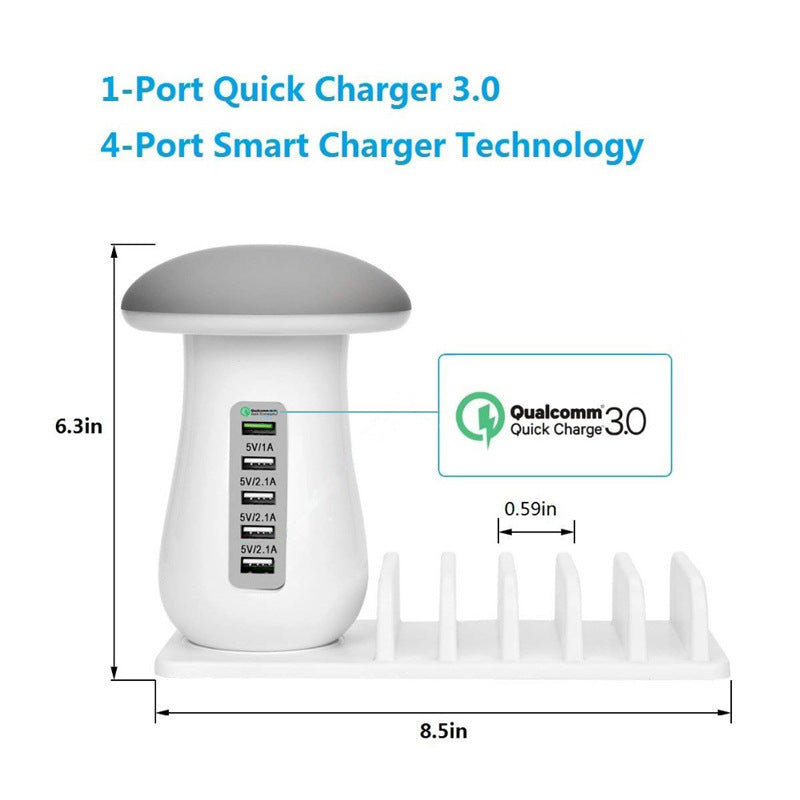 Lámpara de seta Portalámparas LED Cargador USB