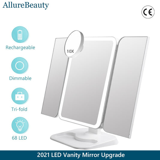 LED Maquillage Miroir Avec La Lumière, Lumineux Miroir, Trois-face Miroir, Pliage Miroir