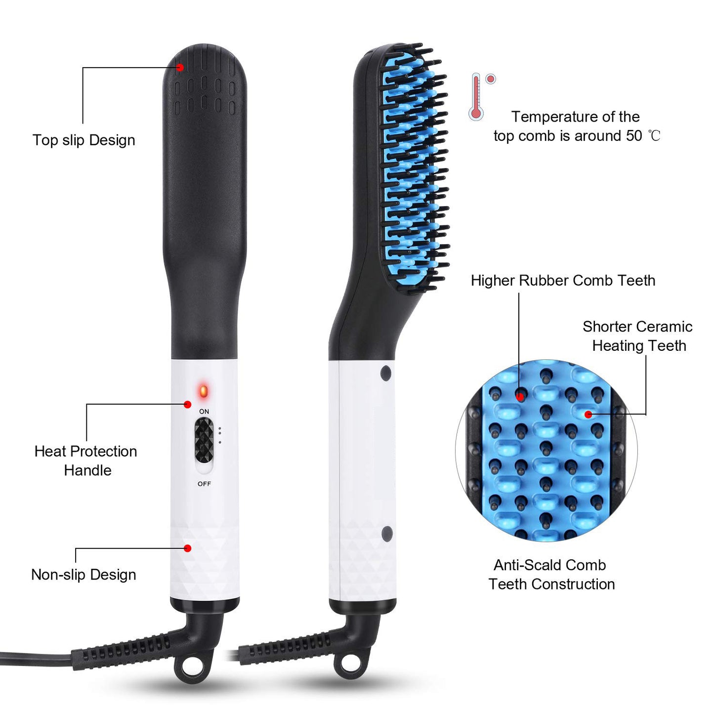 Cheveux multifonctionnel Redresseur de Cheveux Peigne Brosse Hommes Barbe Redressant