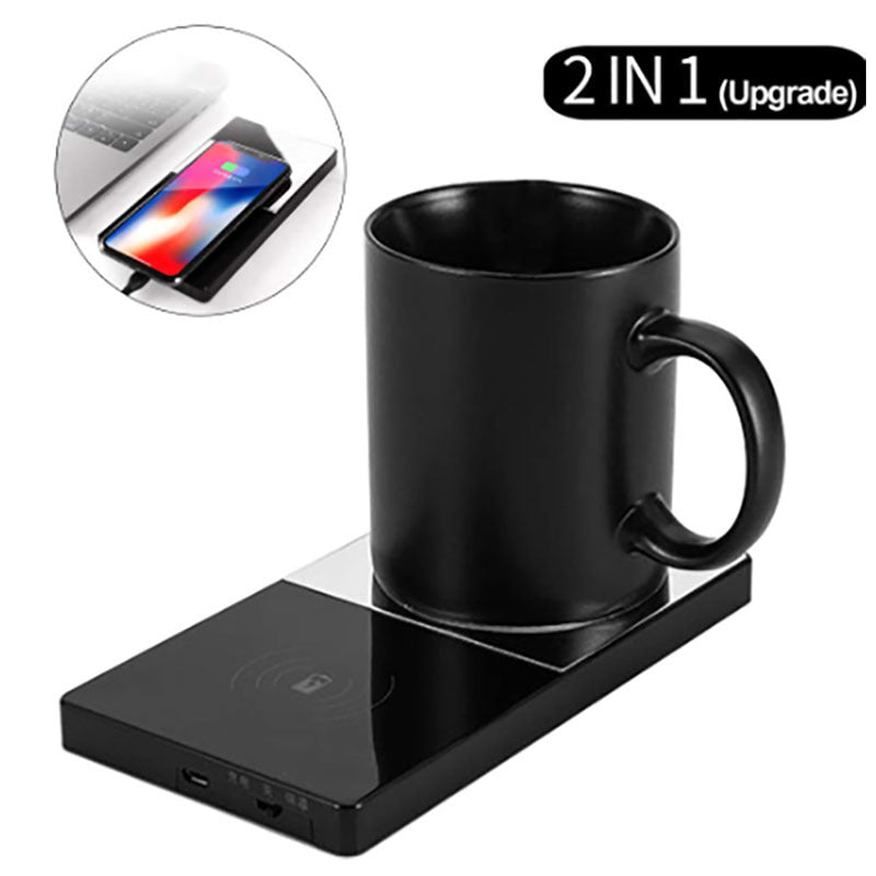 2 dans 1 Chauffage Tasse Tasse Warmer Électrique Sans Fil Chargeur Pour La Maison Bureau Café Lait