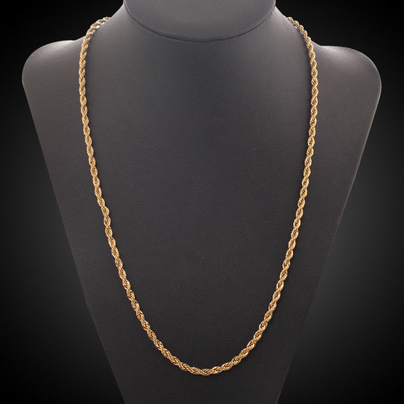 18K Copper Gold Plated European And American Style Twist Chain Necklace