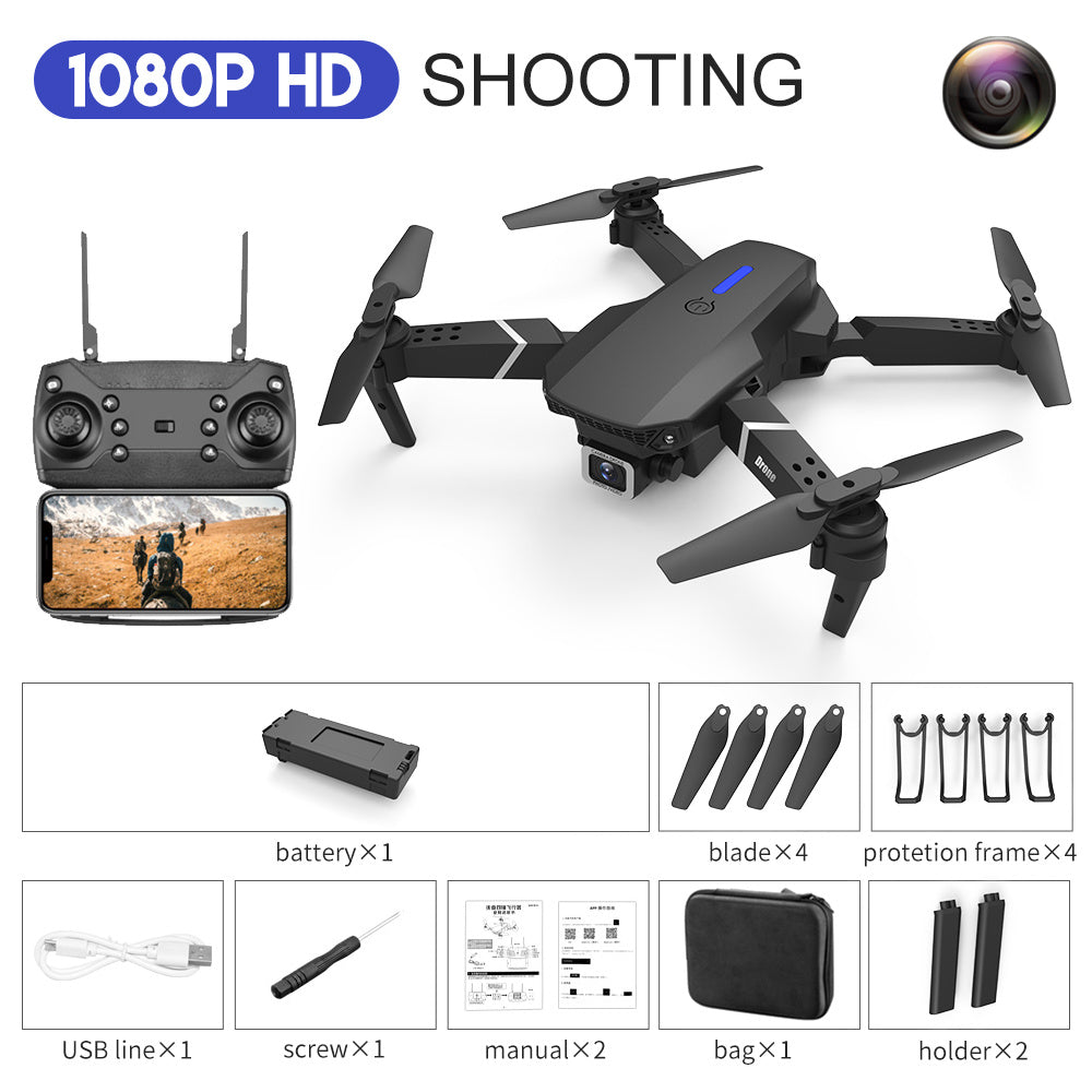 E88 Drone Photographie Aérienne HD 4K Double Caméra Télécommande Avion Jouet