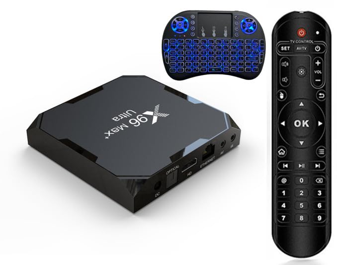 4GB 64GB X96 Max Plus Ultra TV Box Android 11 Amlogic S905X4 2.4G 5G Dual Wifi BT4.0 Soporte AV1 H.265 8K HDR Set Top Box con teclado i8 Negro