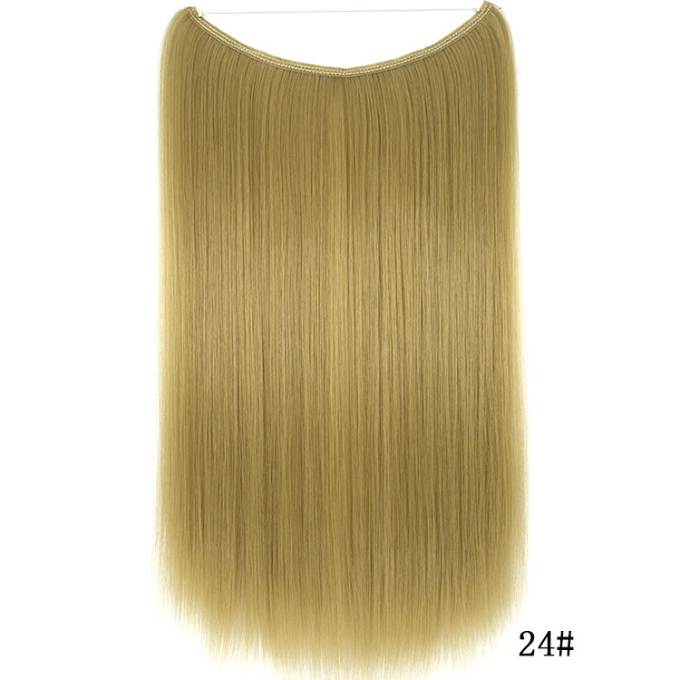 Cable Invisible de 22 pulgadas, sin Clips en extensiones de cabello, línea de pescado secreta, postizos, sintético liso y sedoso