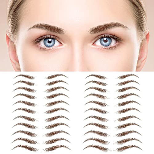 MWOOT 6 Feuilles Autocollants de Sourcils 4D Patch,Eyebrow Tattoos Stickers Autocollant Bionique pour Sourcils,Faux Sourcils Pochoirs Tatouage Imperméable pour Femmes (Brun-10)