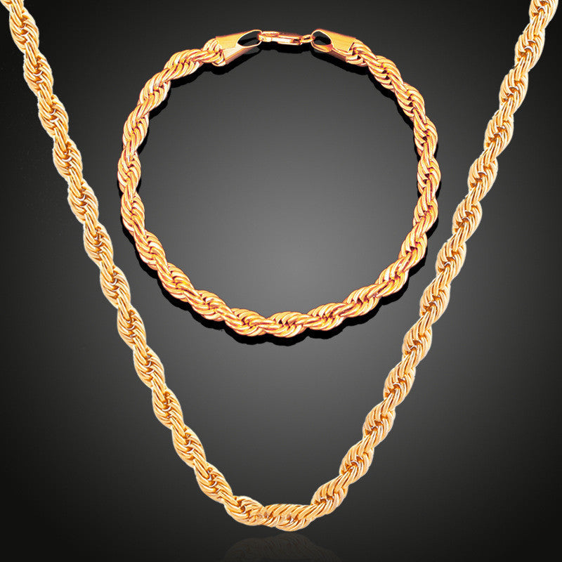 18K Copper Gold Plated European And American Style Twist Chain Necklace