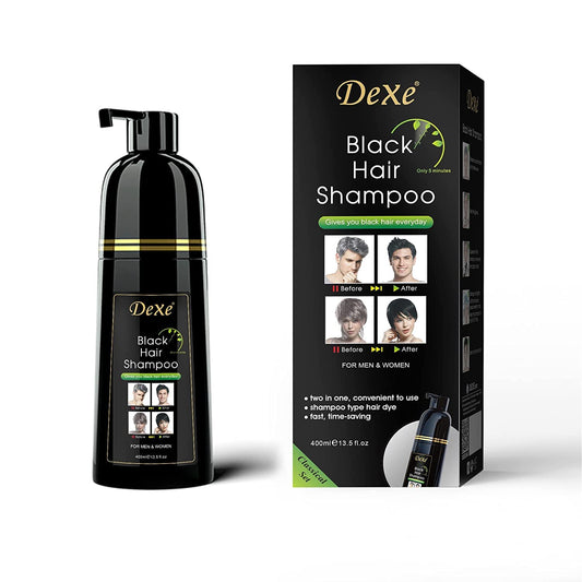 Shampooing instantané pour cheveux noirs, shampooing teinture pour hommes et femmes -dure 30 jours 3 en 1 (Bouteille noire)