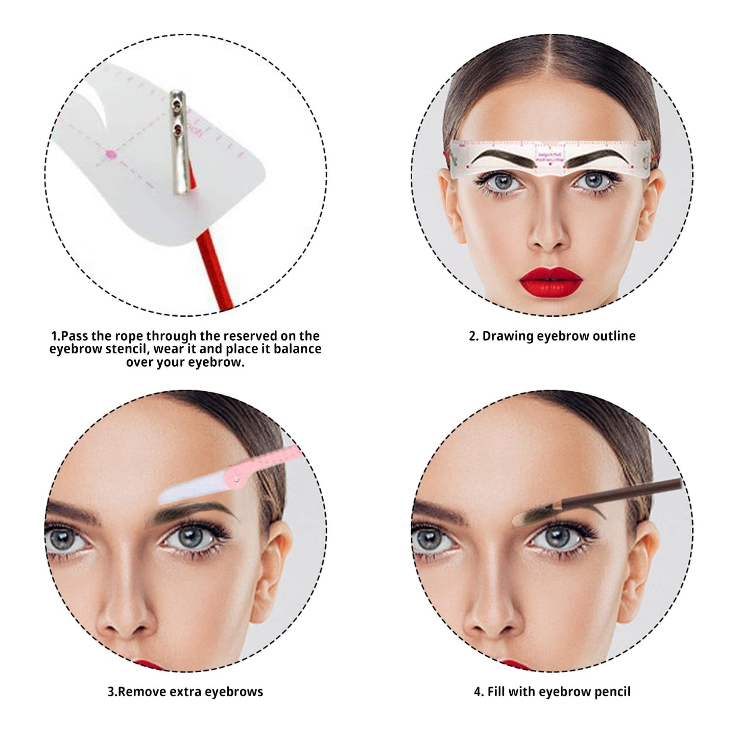 12 pièces de sourcils en forme de cartes, avec 10 pièces de sourcils noirs brosses, novice auxiliaire sourcil outils de dessin, tête-monté sourcils moules, maquillage sida