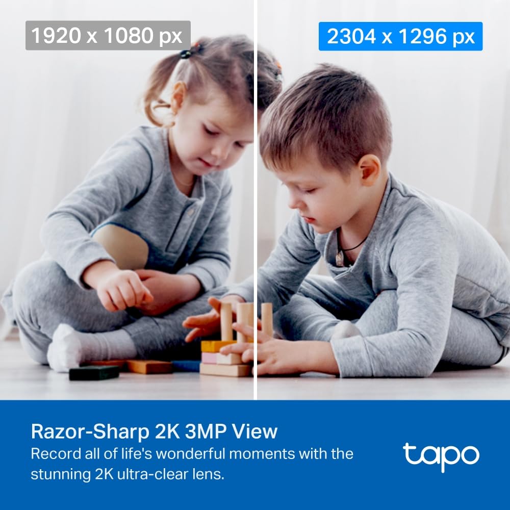 Tapo C210 Cámara de Vigilancia WiFi Interior 2K (3MP), Detección de Personas, Audio Bidireccional, Compatible con Alexa y Google Assistant, para Bebés/Mascotas