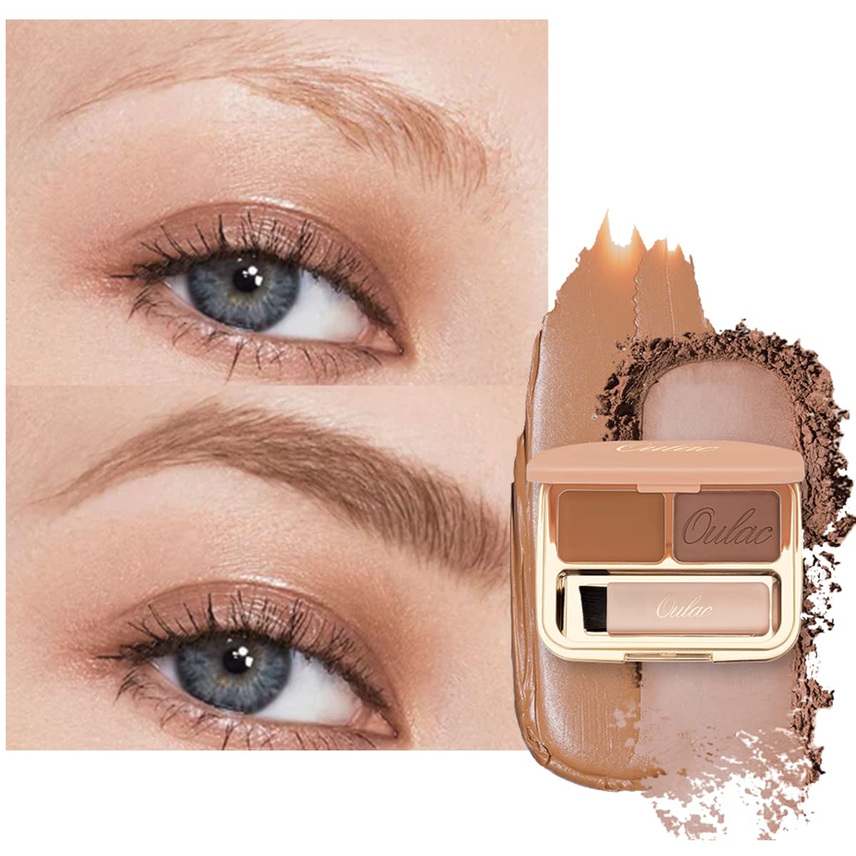 Oulac Palette à sourcils Waterproof-Gel À Sourcils Longue Tenue Maquillage Sourcil Poudre Cire à Sourcils 2 IN 1, Résultat Naturel Facile à colorer, Avec Pinceau Et Miroir (Ginger)