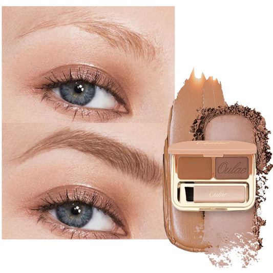 Oulac Paleta de cejas impermeable-Gel de cejas de larga duración Maquillaje Polvo de cejas Cera de cejas 2 en 1, Resultado natural Fácil de colorear, con pincel y espejo (jengibre)