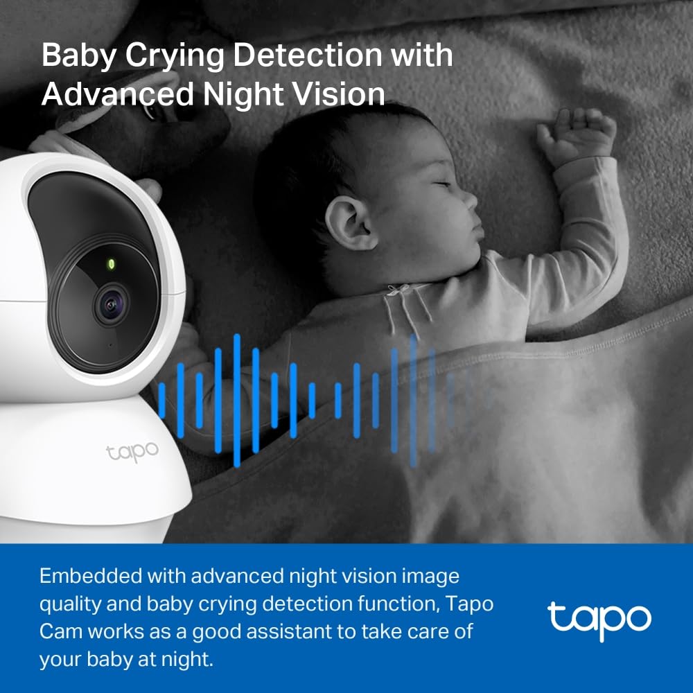 Tapo C210 Cámara de Vigilancia WiFi Interior 2K (3MP), Detección de Personas, Audio Bidireccional, Compatible con Alexa y Google Assistant, para Bebés/Mascotas