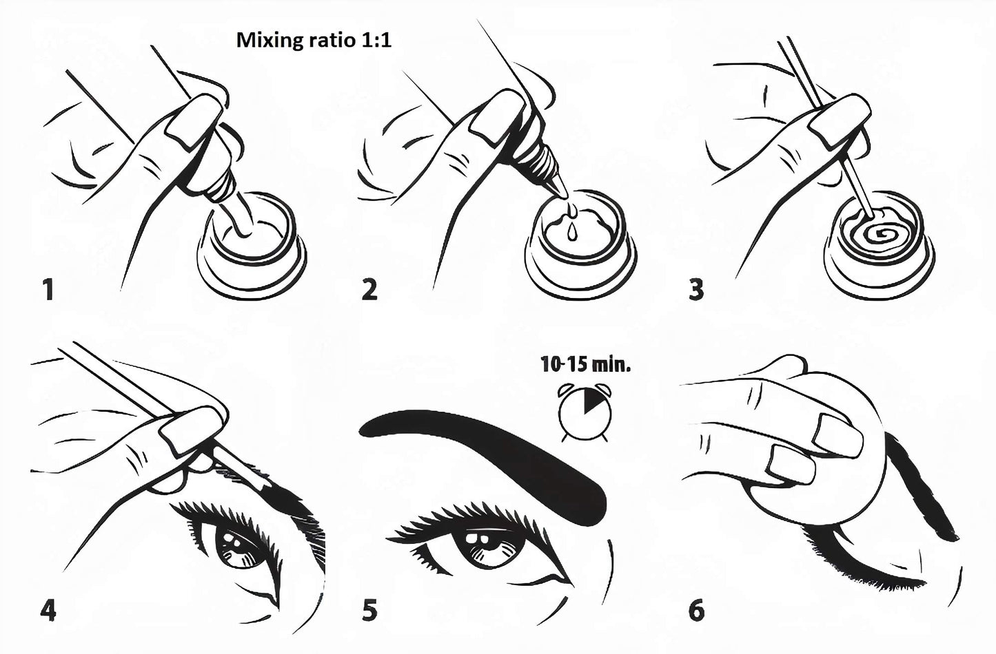 Kit de teinture pour sourcils Demure, formule professionnelle pour les sourcils - contient de l'huile d'argan et de l'huile de ricin (oméga 6, carotène, vitamines А, Е, F) (1.0 Noir)