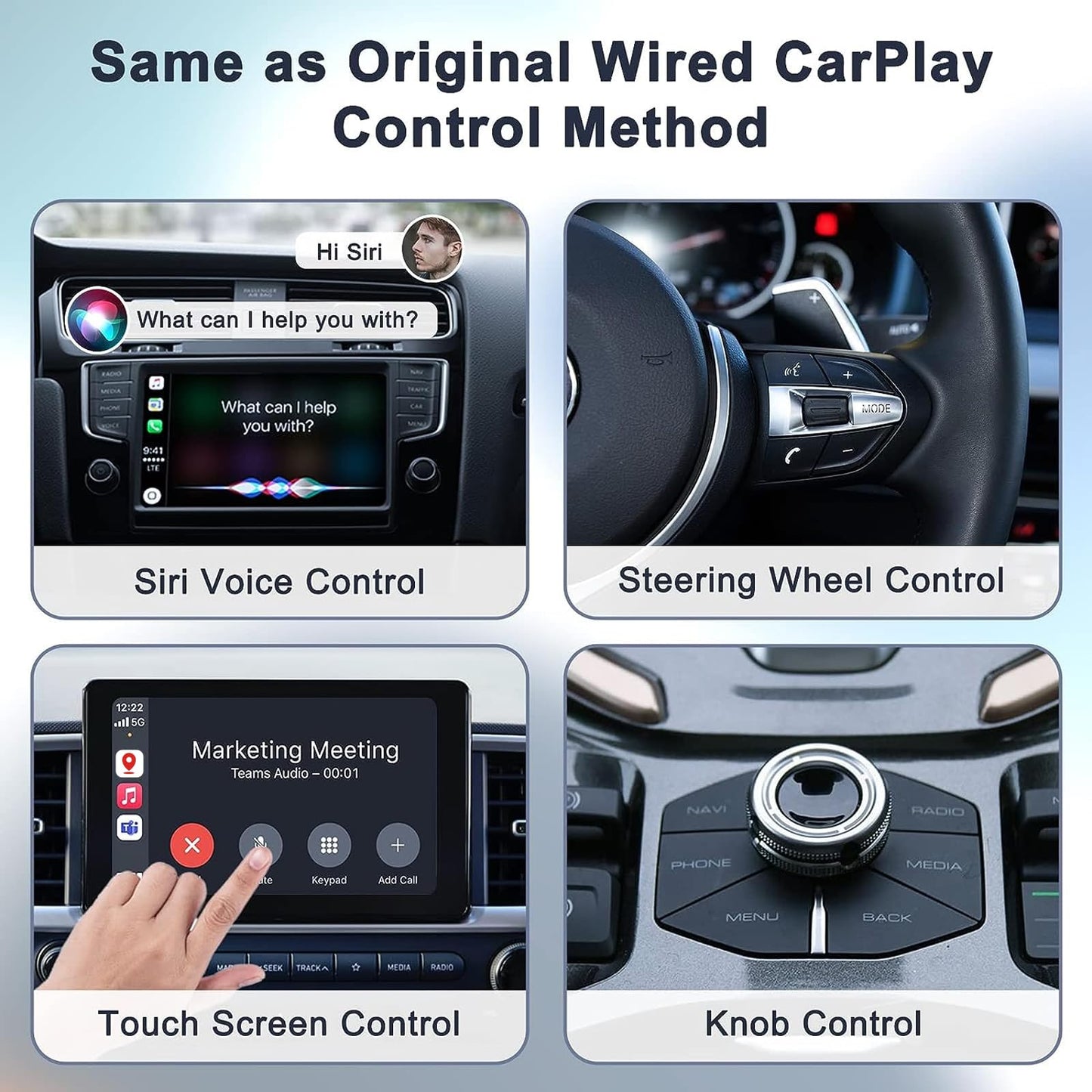 Adaptador Carplay inalámbrico, Car Play inalámbrico para iPhone, Bluetooth CarPlay Convierte OEM Car Play cableado a inalámbrico para Audi, Porsche, Volvo, Mercedes, etc.