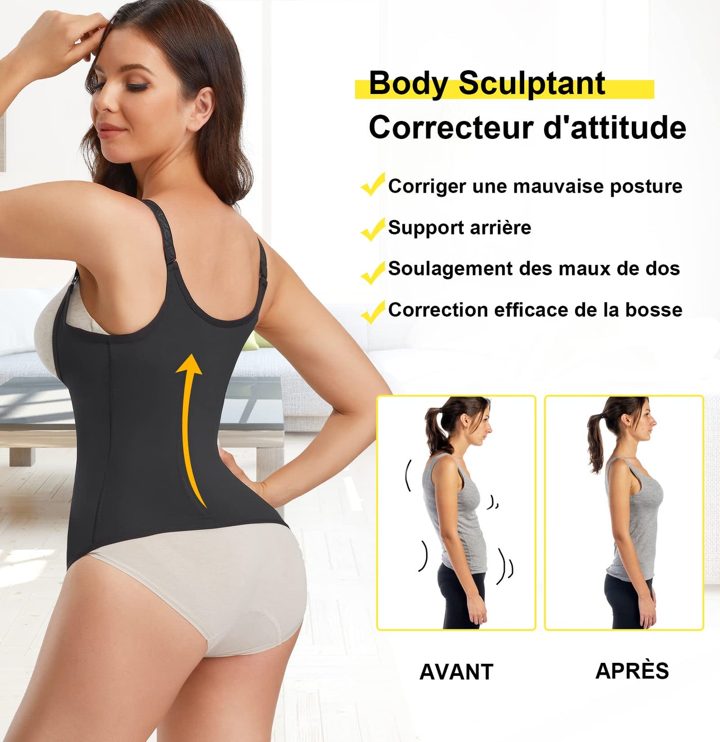 Junlan Femme Gaine Amincissante Ventre Plat Waist Shaper Training Corset Minceur Body Sculptant (Noir, S)