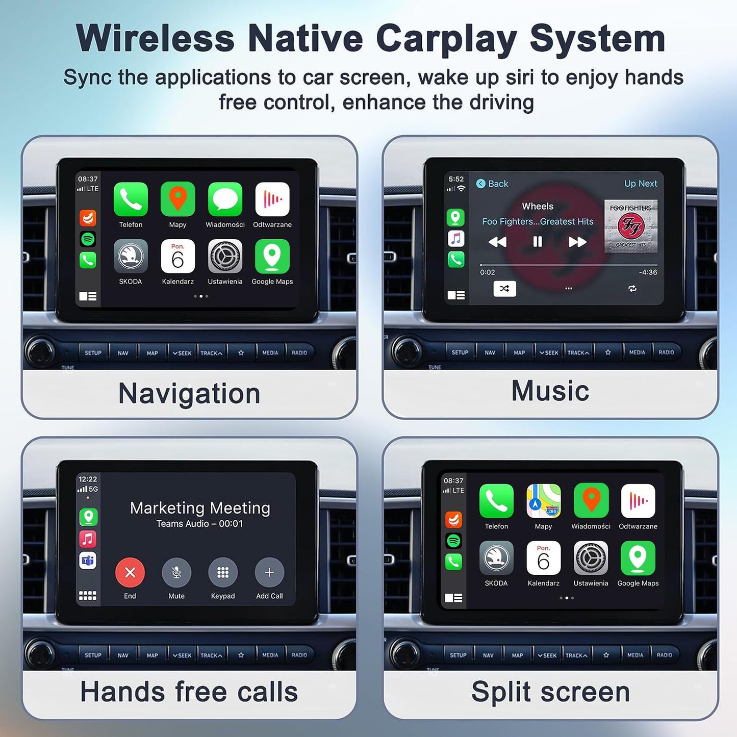 Adaptador Carplay inalámbrico, Car Play inalámbrico para iPhone, Bluetooth CarPlay Convierte OEM Car Play cableado a inalámbrico para Audi, Porsche, Volvo, Mercedes, etc.