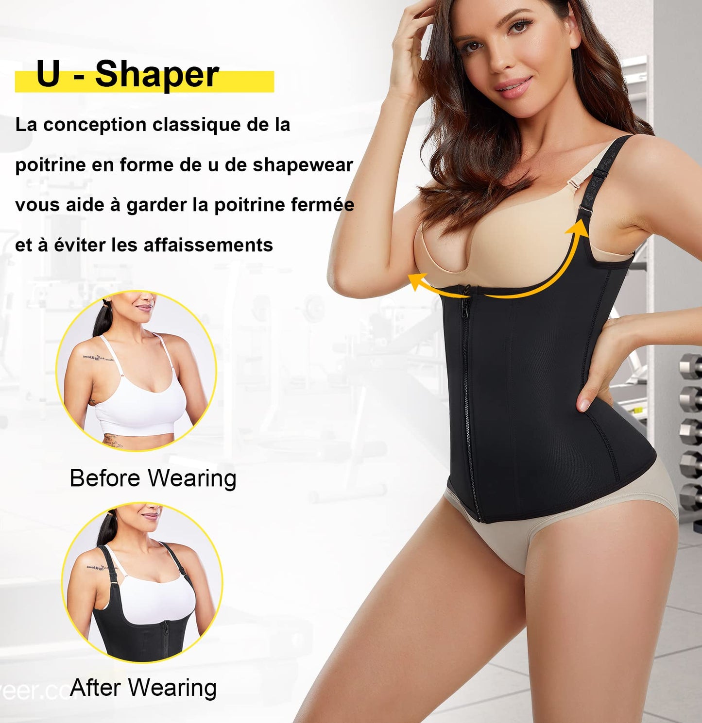 Junlan Femme Gaine Amincissante Ventre Plat Waist Shaper Training Corset Minceur Body Sculptant (Noir, S)