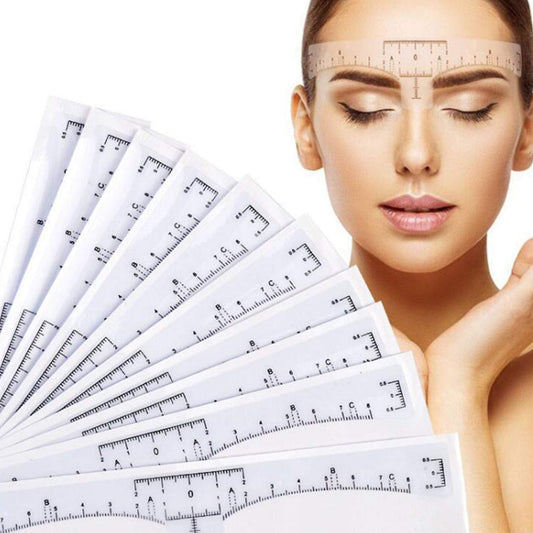 PPX Règle à sourcils, 100 pcs Jetable Sourcils Règle Feuilles Stickers pour Maquillage Permanent Pochoirs Sourcils Microblading Pochoir pour Sourcils Autocollants de Tatouage Jetables Positionnés