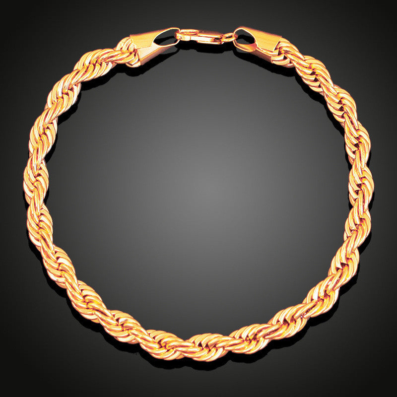 18K Copper Gold Plated European And American Style Twist Chain Necklace