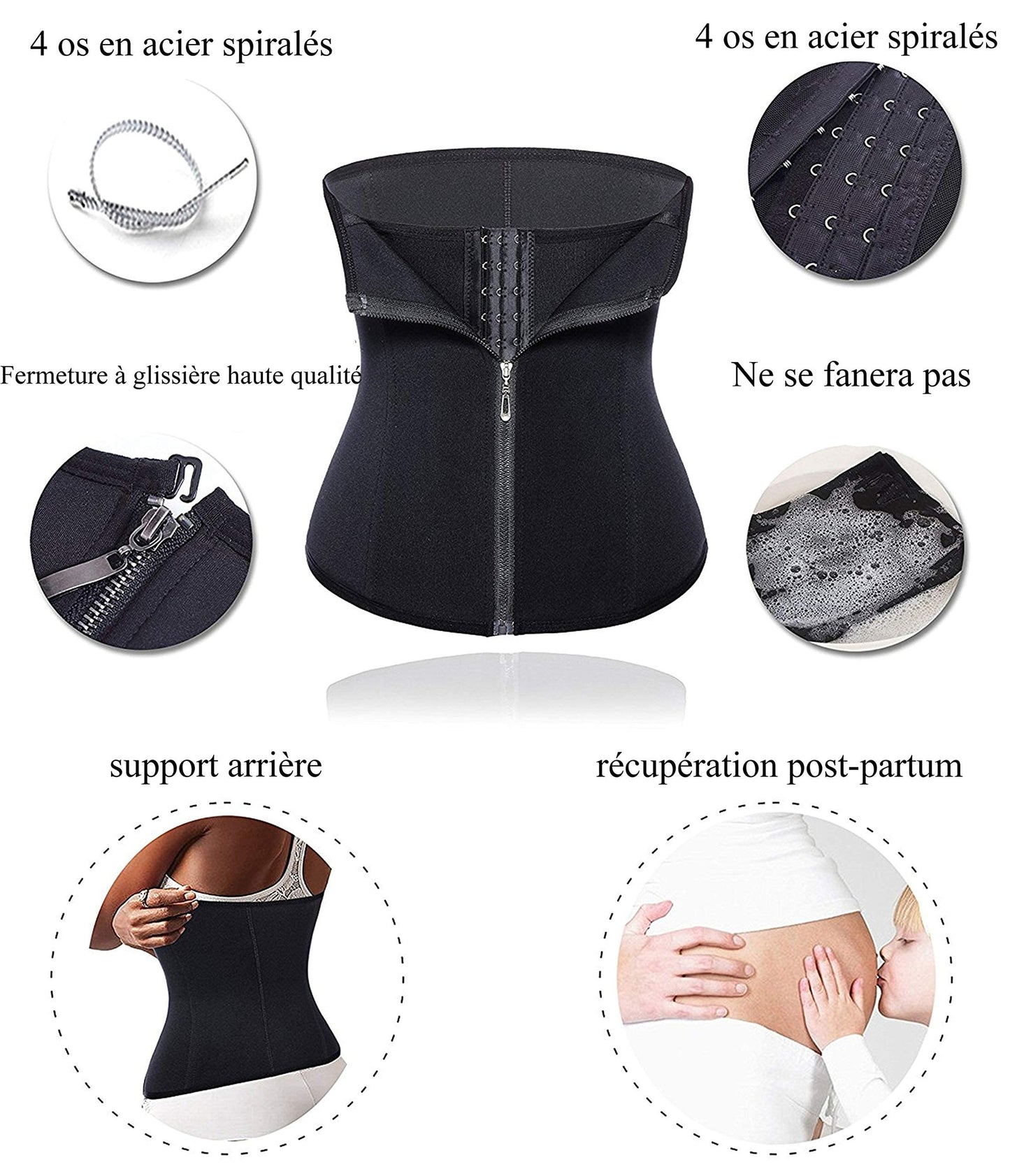 Chumian Femme Gaine Amincissant Corset Serre Taille Body Sculptant pour Ventre Plat Minceur Shapewear (Noir, M)