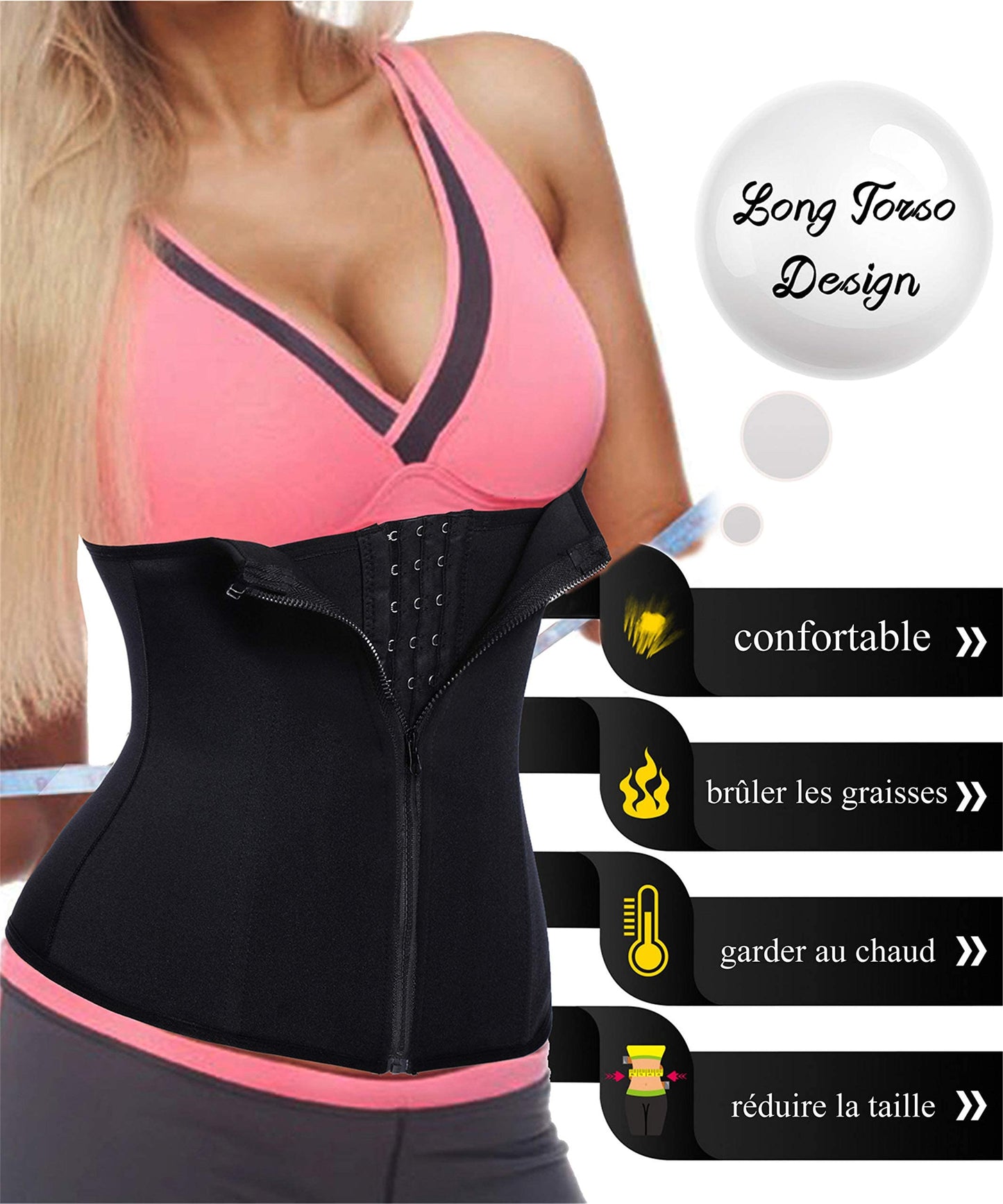 Chumian Femme Gaine Amincissant Corset Serre Taille Body Sculptant pour Ventre Plat Minceur Shapewear (Noir, M)