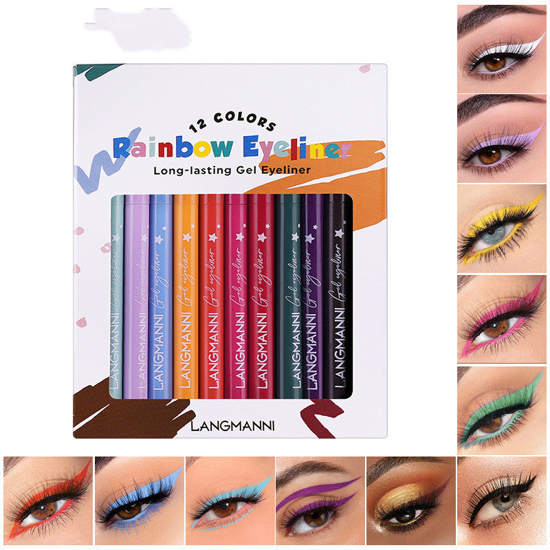 12-couleur Eyeliner Set Détient Maquillage Sans Bavure