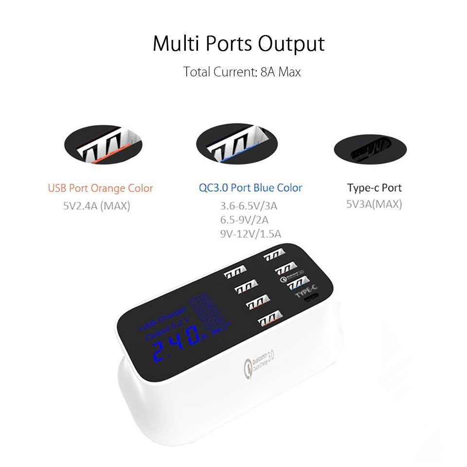 Charge rapide 3.0/Intelligent Ordinaire USB Chargeur Station