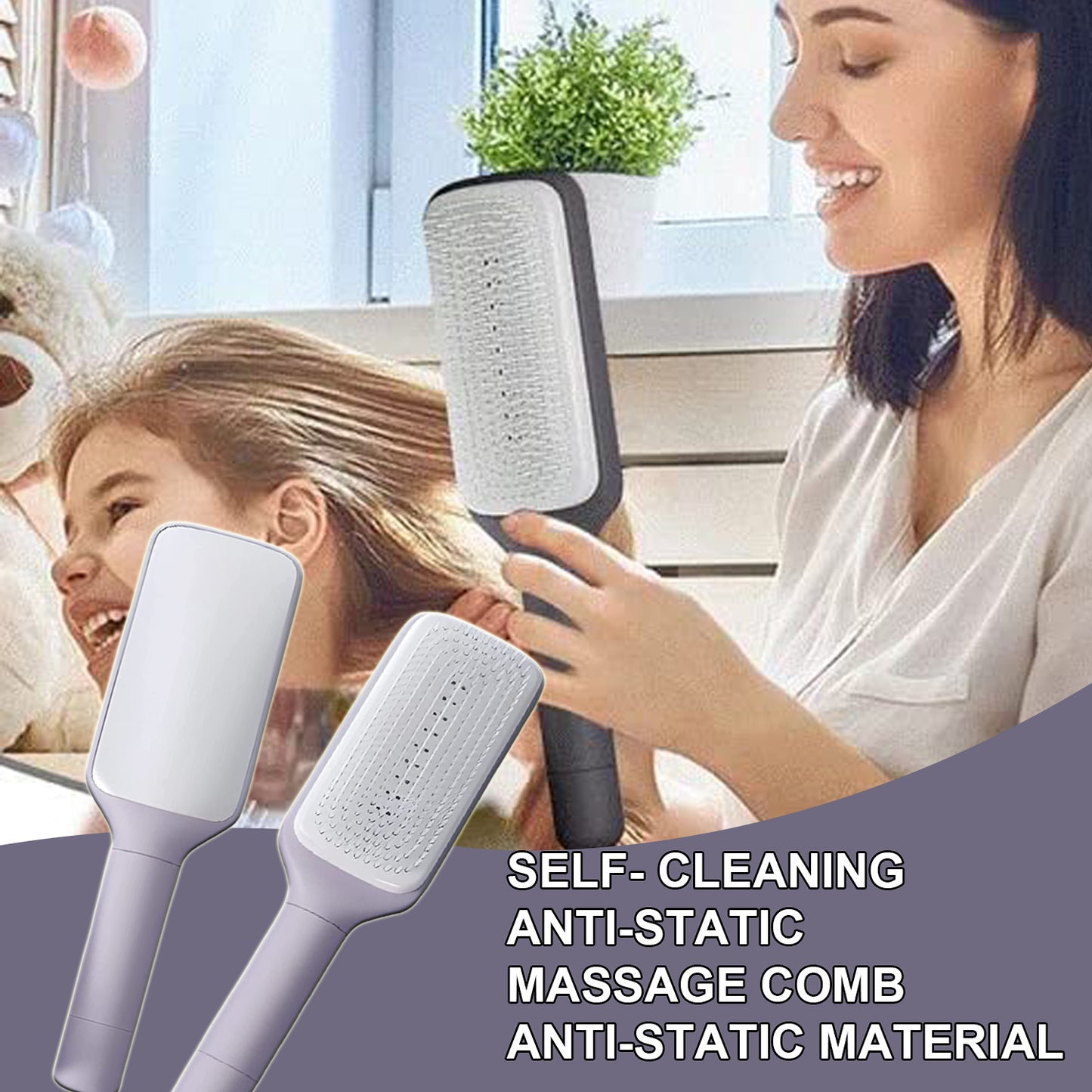 Auto-nettoyage brosse à cheveux rétractable anti-statique cuir chevelu massage promouvoir les peignes à coussin d'air pour les femmes soins capillaires