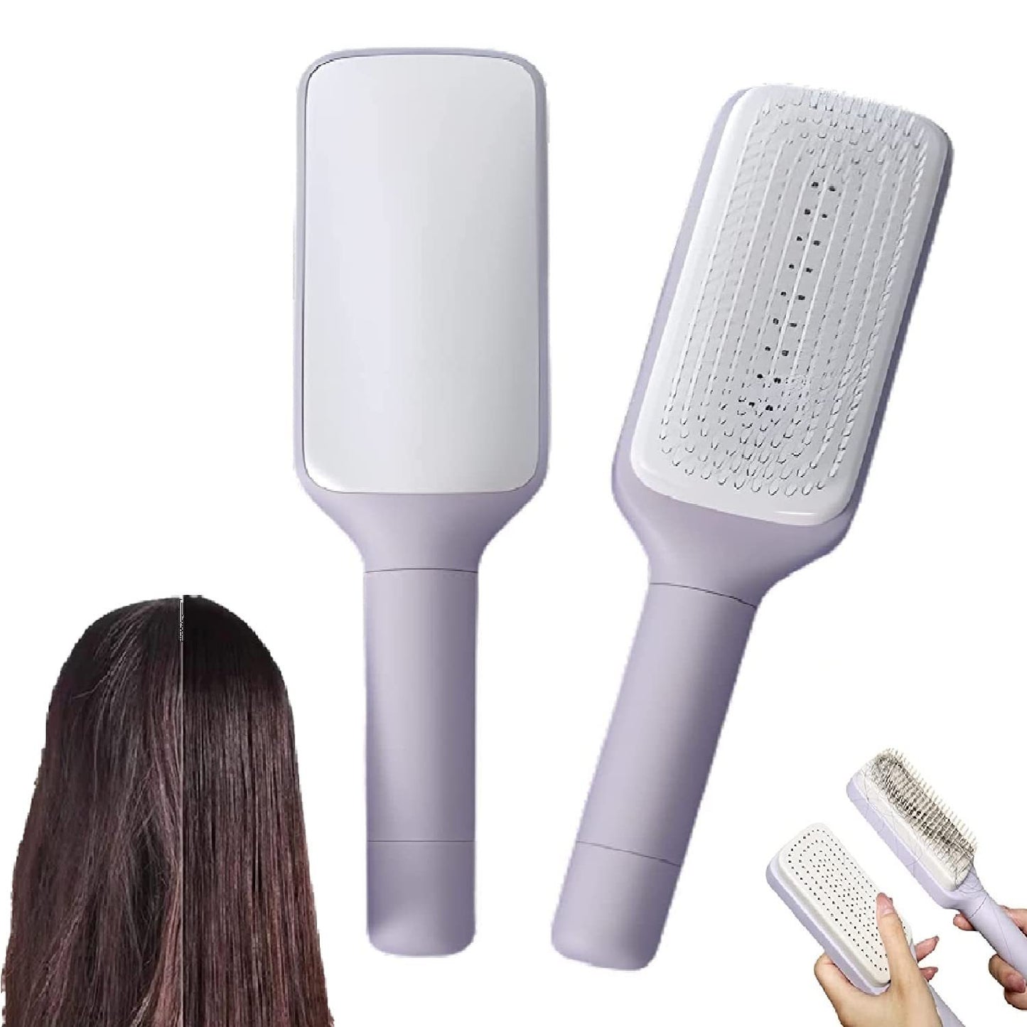 Auto-nettoyage brosse à cheveux rétractable anti-statique cuir chevelu massage promouvoir les peignes à coussin d'air pour les femmes soins capillaires