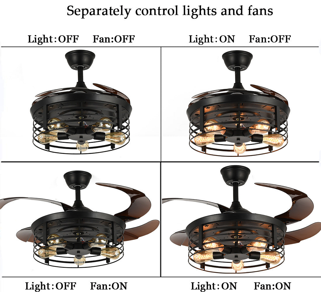 Lampe de ventilateur rétro américaine intégrée par vent industriel