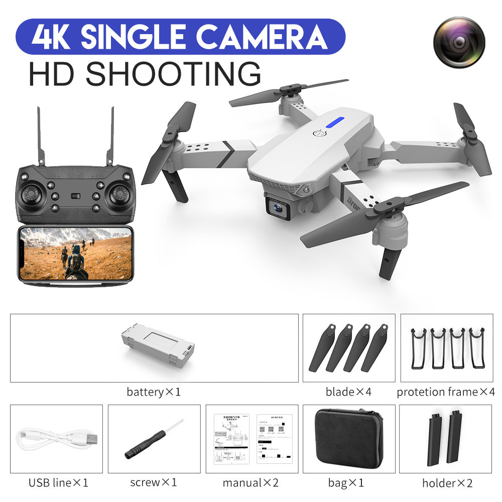 E88 Drone Photographie Aérienne HD 4K Double Caméra Télécommande Avion Jouet